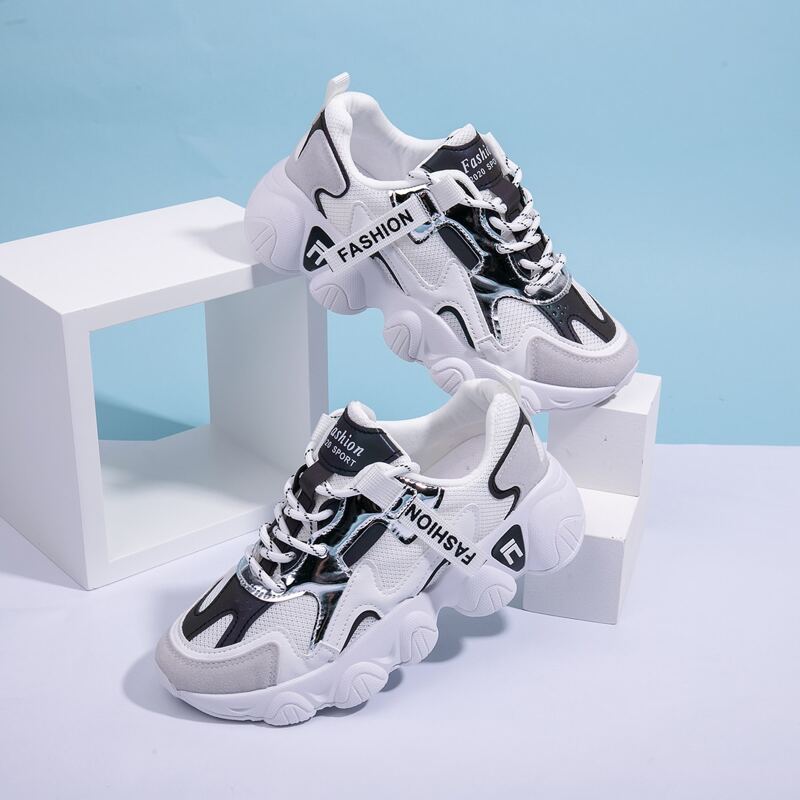 

Lace-up Front Chunky Sneakers, White