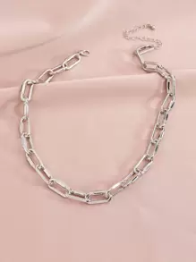 簡約鏈條項鍊 - 銀色 - 查看 1