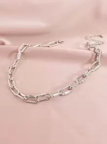 簡約鏈條項鍊 - 銀色 - 查看 3