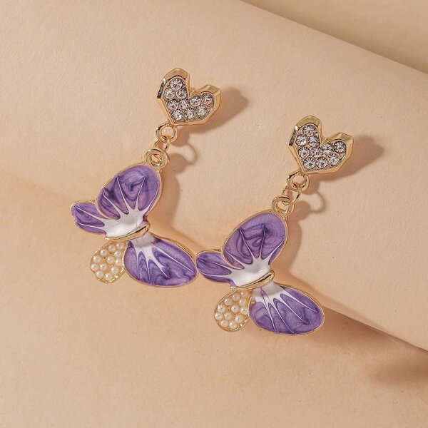 

Butterfly Decor Drop Earrings, Purple
