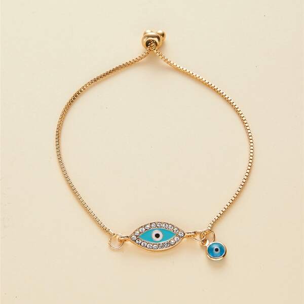 

Rhinestone Eye Design Bracelet, Gold