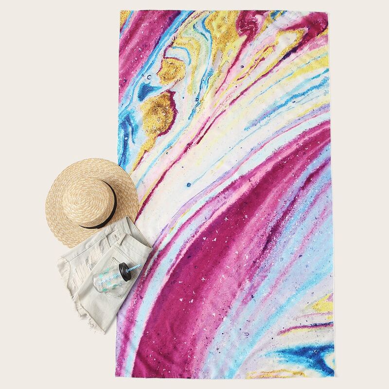 

Graphic Print Rectangle Beach Blanket, Multicolor