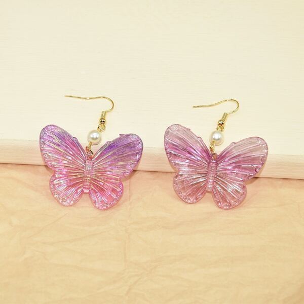 

Butterfly Decor Drop Earrings, Purple