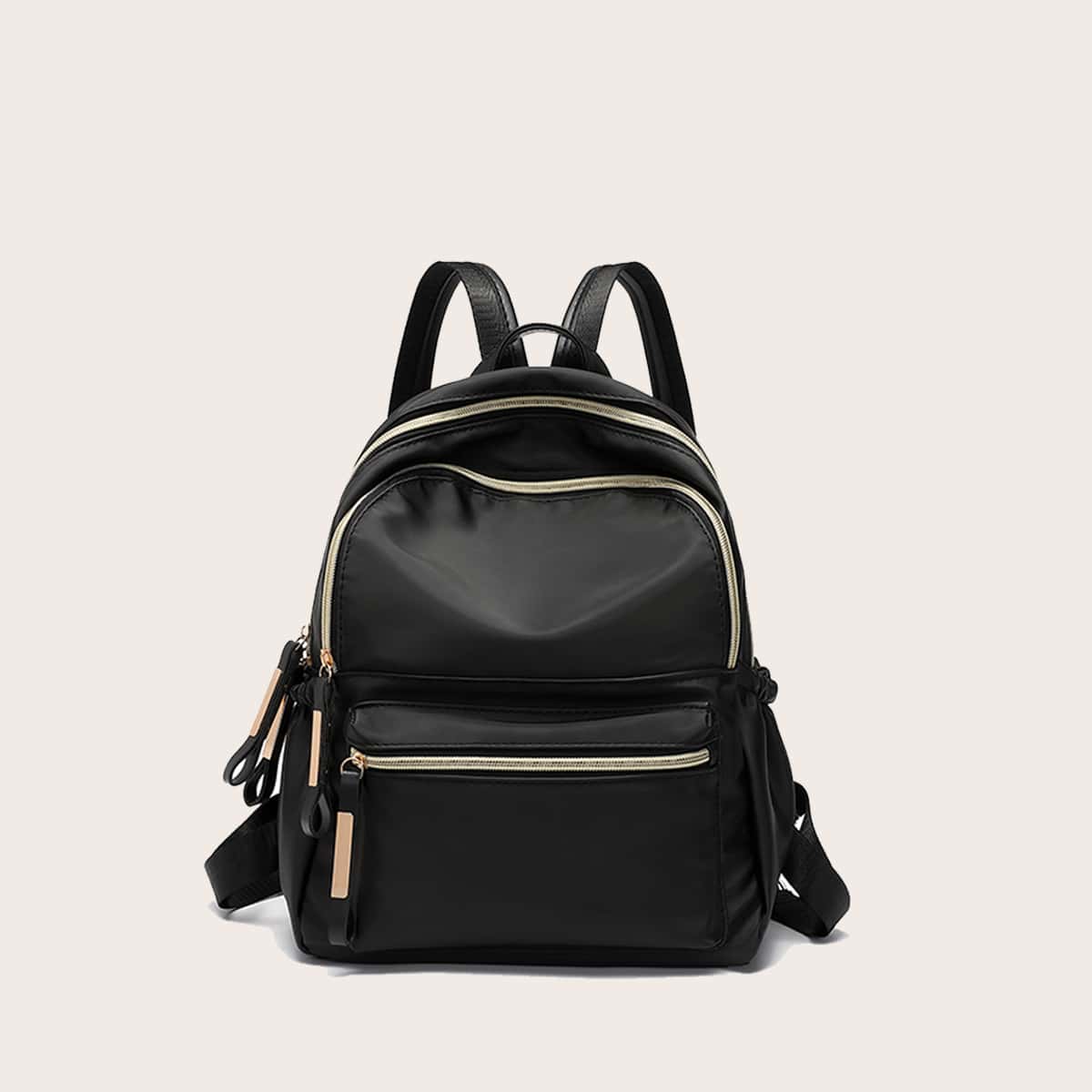 

Contrast Trim Curved Backpack, Black