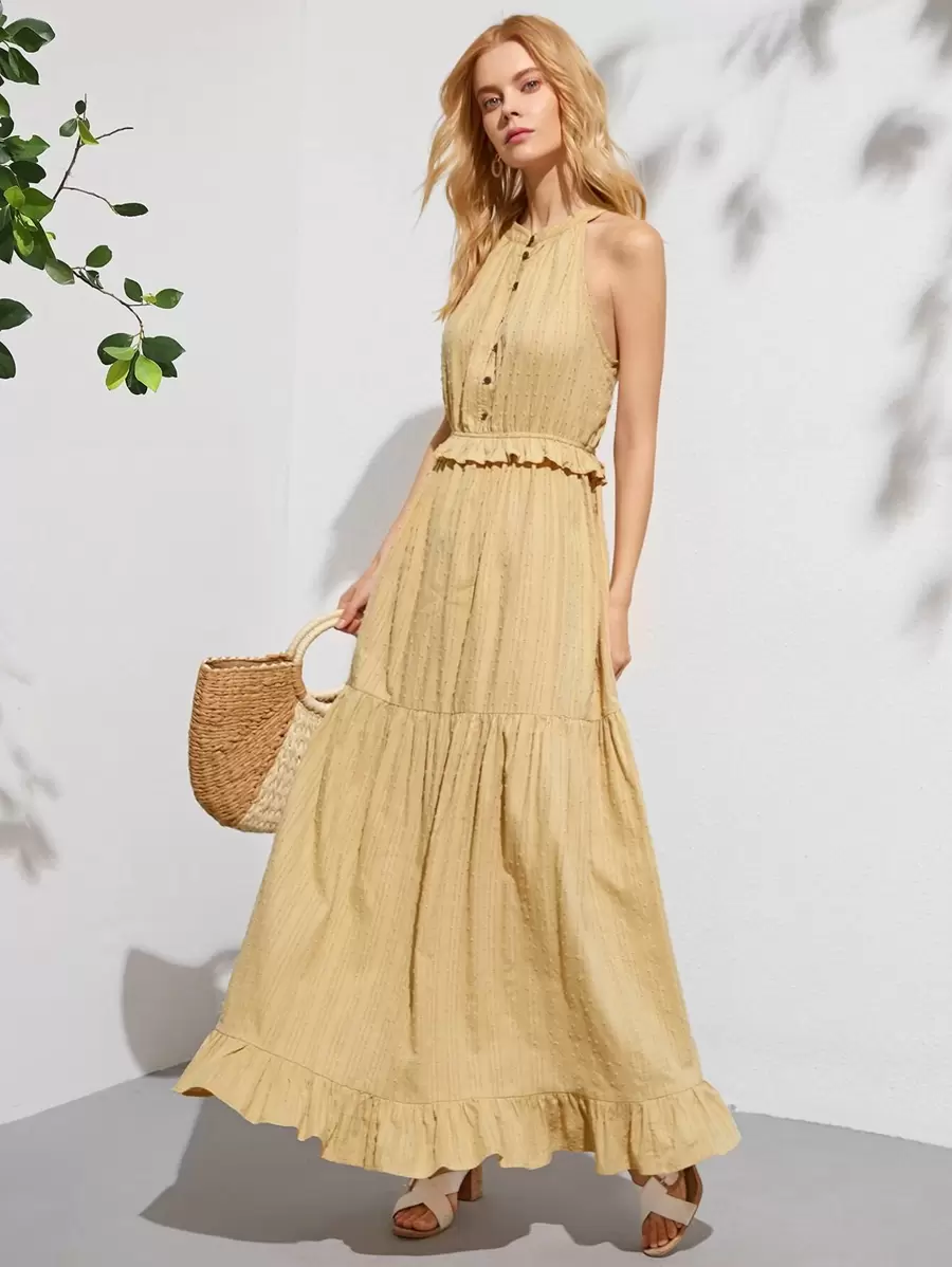 beige bohemian dress