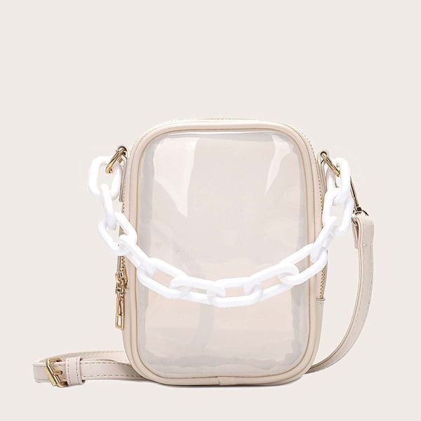 

Прозрачная сумка-сэтчел с ручкой-цепочкой, Белый прозрачный