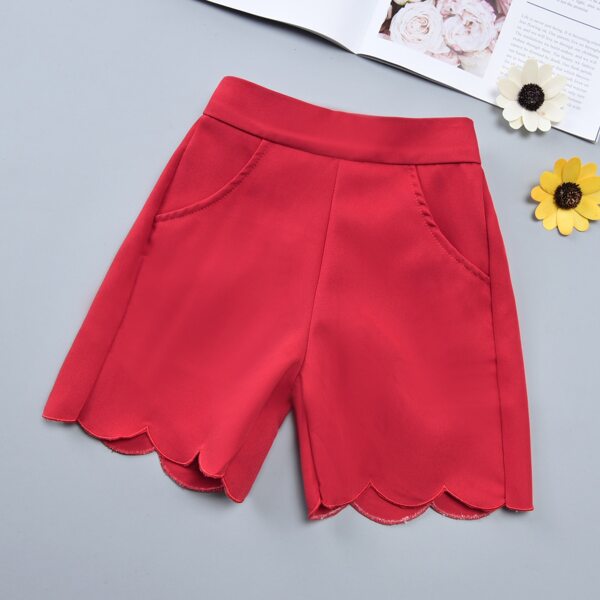 

Toddler Girls Scallop Trim Shorts, Red