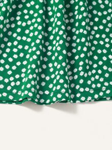 SHEIN 少女小花印花蝴蝶結前扣背心連衣裙