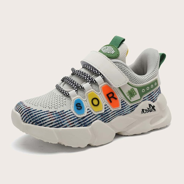 

Трикотажные кроссовки с текстовым узором для мальчиков, Серые