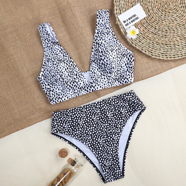 

Dalmatian High Cut Bikini Swimsuit, Multicolor