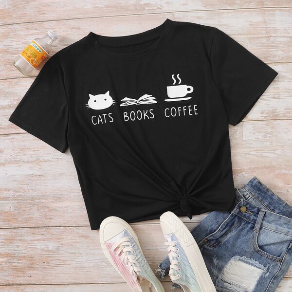 

Plus Letter Graphic Short Sleeve Tee, Black