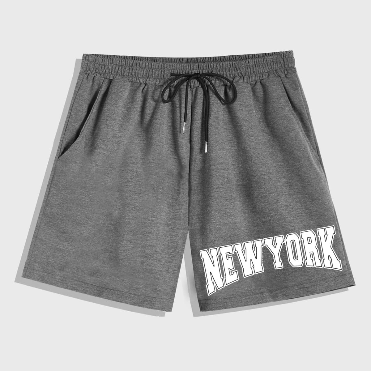 

Guys Letter Graphic Drawstring Shorts, Grey