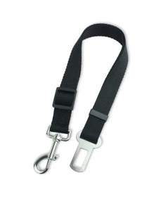 1 件装尼龙黑色可调节宠物车用安全带，适合猫狗户外旅行