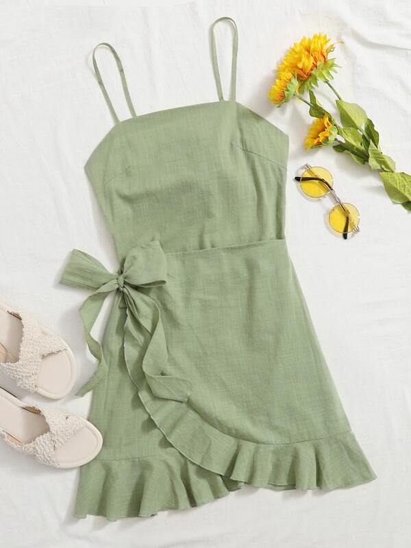 wrap front cami dress