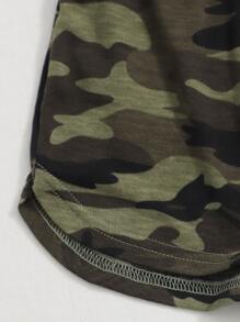 SHEIN EZwear 迷彩圖案前繫帶運動短褲