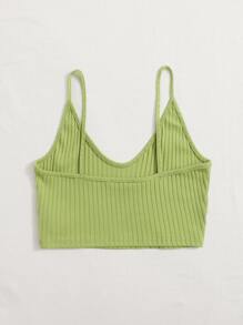 Muchica Ribbed Cropped Cami Top - Lime Green - View 3