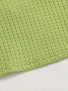 Muchica Ribbed Cropped Cami Top - Lime Green - View 5