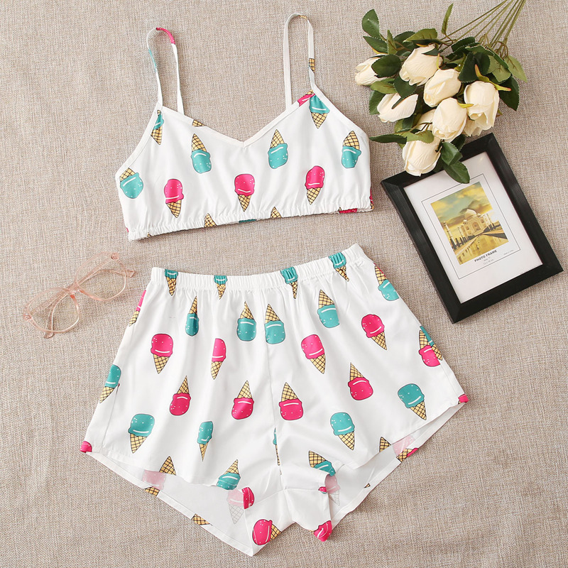 

Ice Cream Print Cami Pajama Set, Multicolor