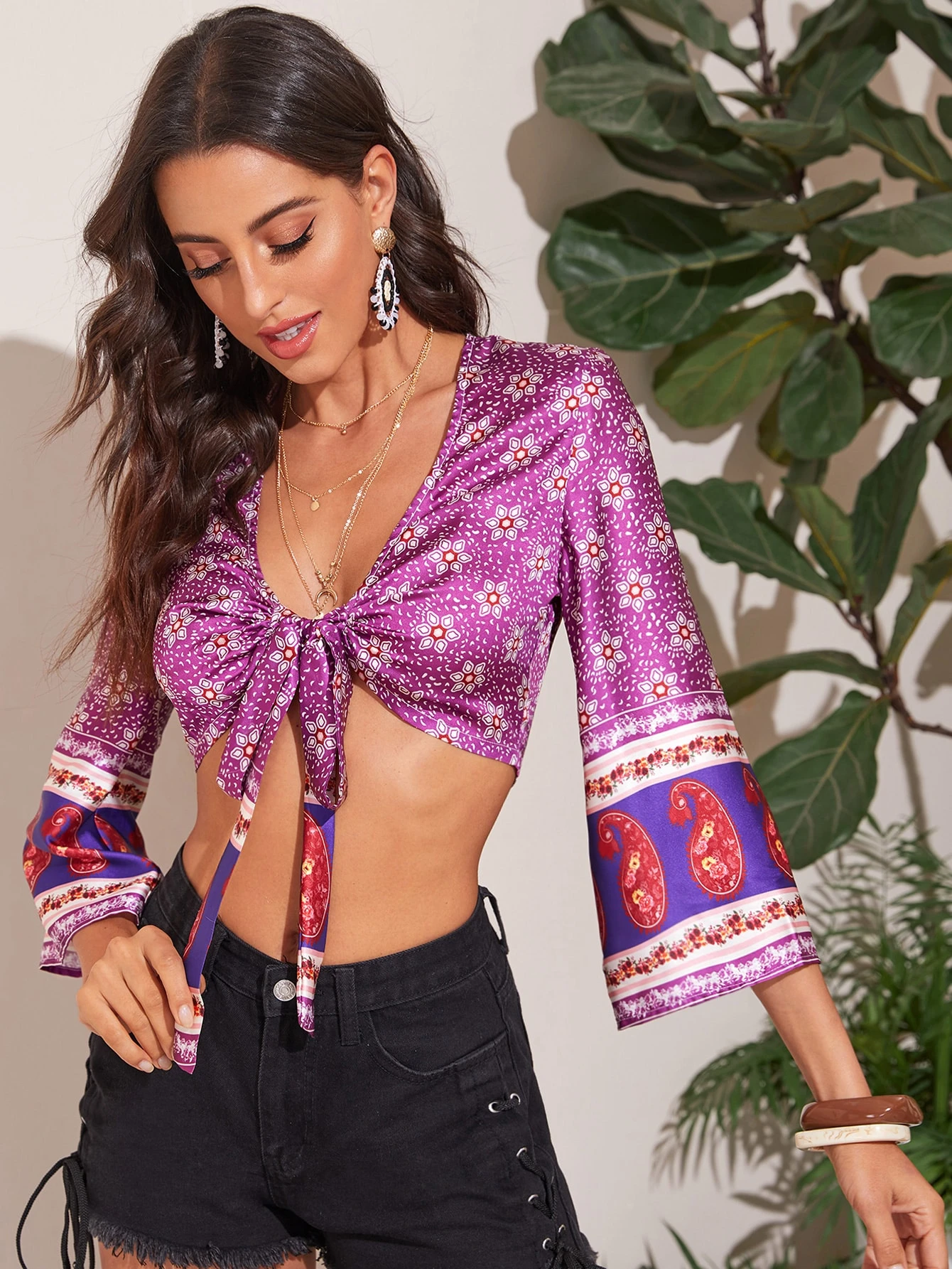 aztec print crop top