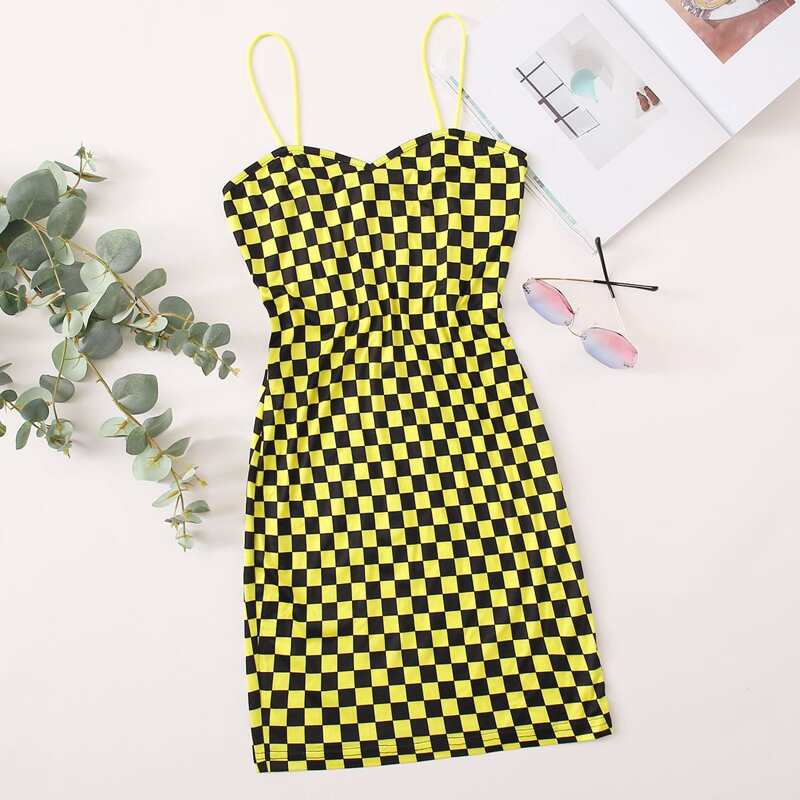 

Checkered Bodycon Dress, Multicolor