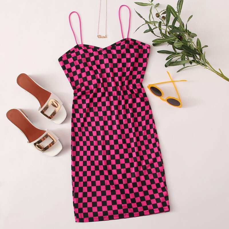 

Checkered Bodycon Dress, Multicolor