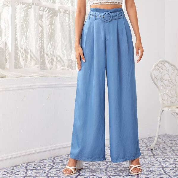 

Paperbag Waist Wide Leg Belted Jeans, Medium wash