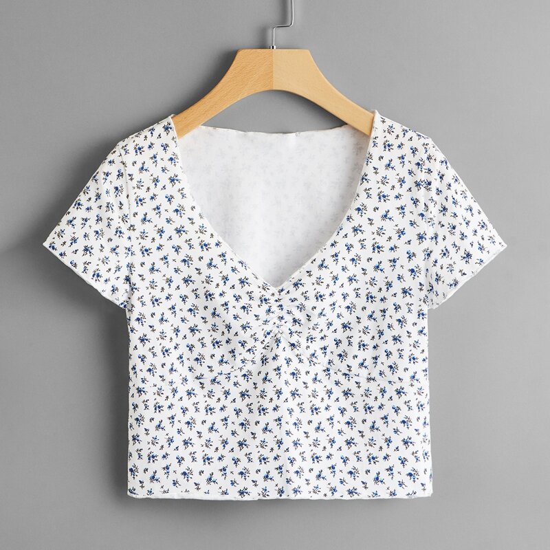 

Ditsy Floral Ruched Tee, Multicolor
