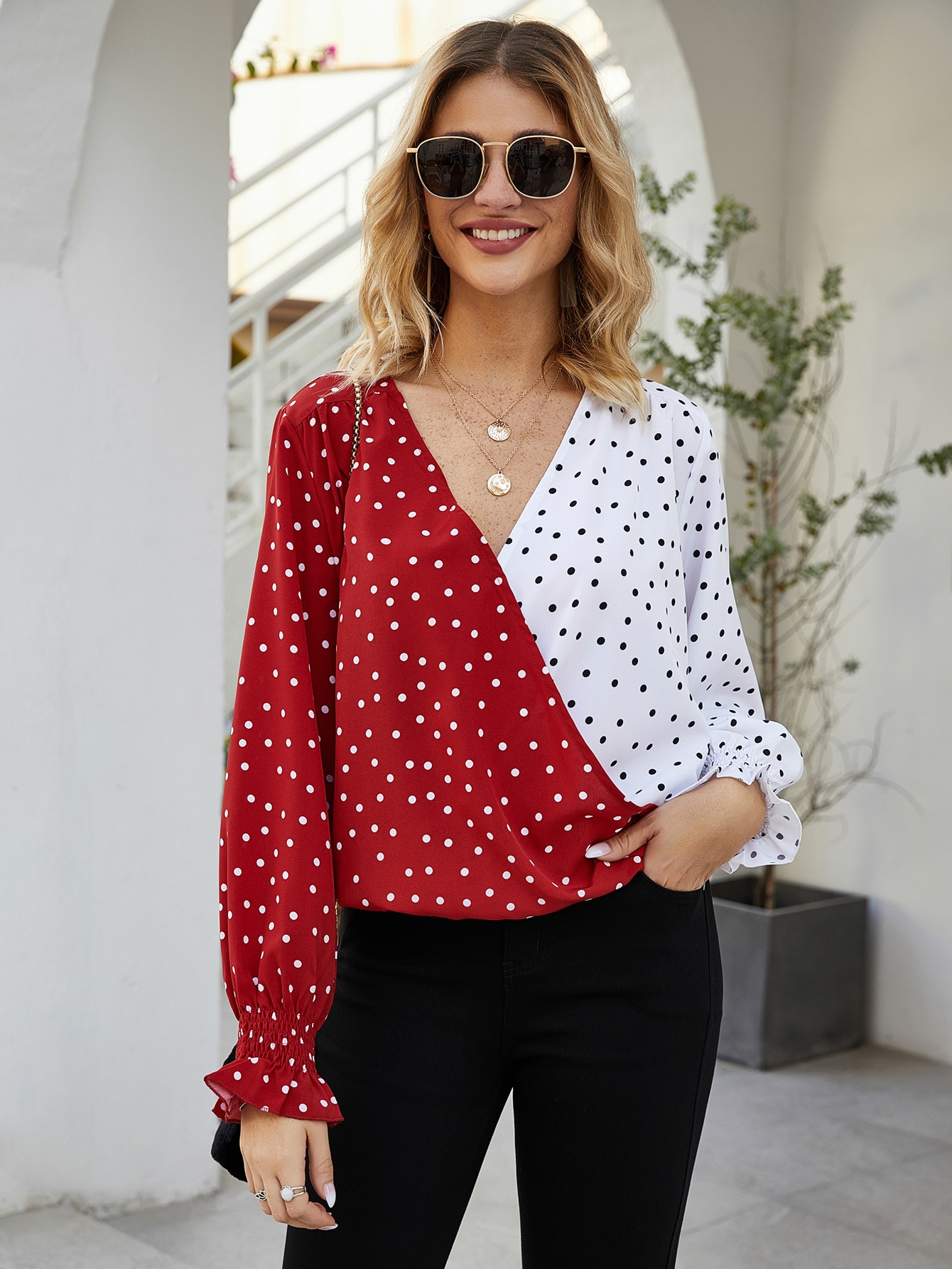 Blusas Lunares Multicolor Casual | Moda de Mujer | SHEIN México