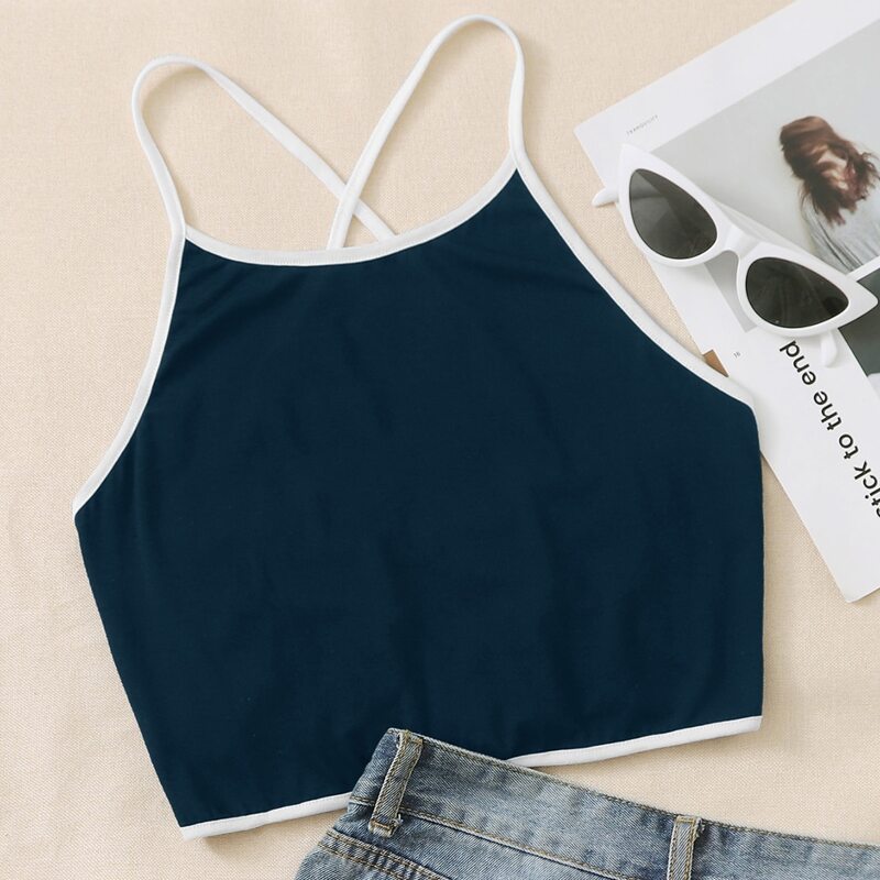 

Lace Up Back Cami, Navy blue