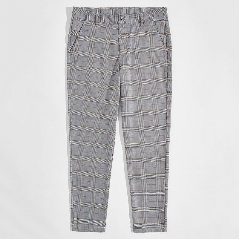 

Guys Plaid Tailored Pants, Grey