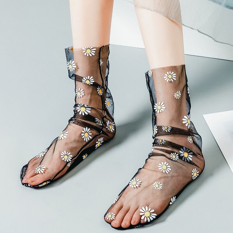 

Daisy Mesh Socks, Black