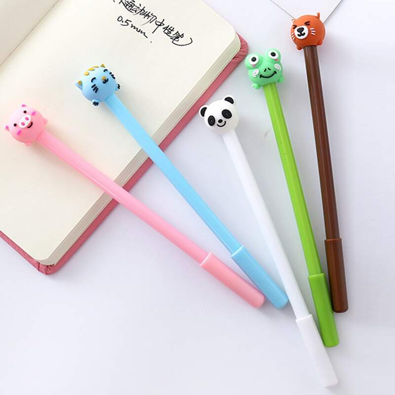 

5pcs Cartoon Animal Gel Pen, Black