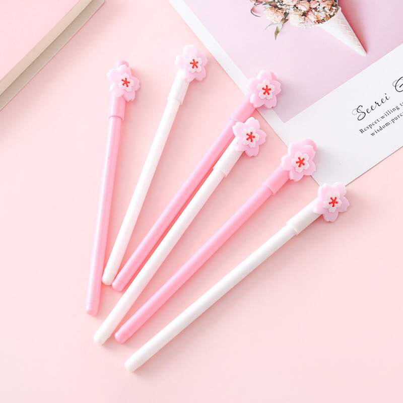 

4pcs Floral Gel Pen, Black