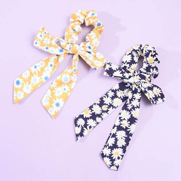 

2pcs Toddler Girls Flower Pattern Scrunchie Scarf, Multicolor
