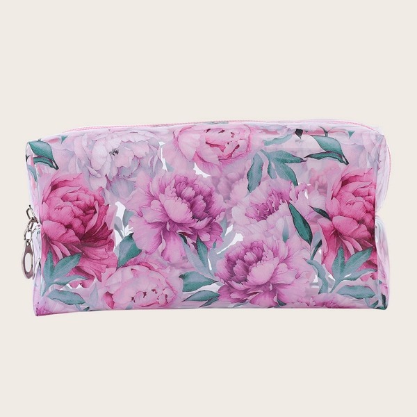 

1pc Flower Print Makeup Bag, Multicolor