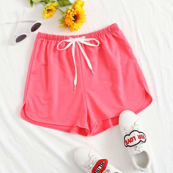 

Drawstring Waist Track Shorts, Watermelon pink