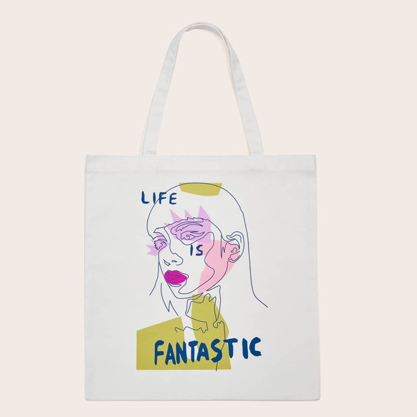 

Figure Graphic Tote Bag, White