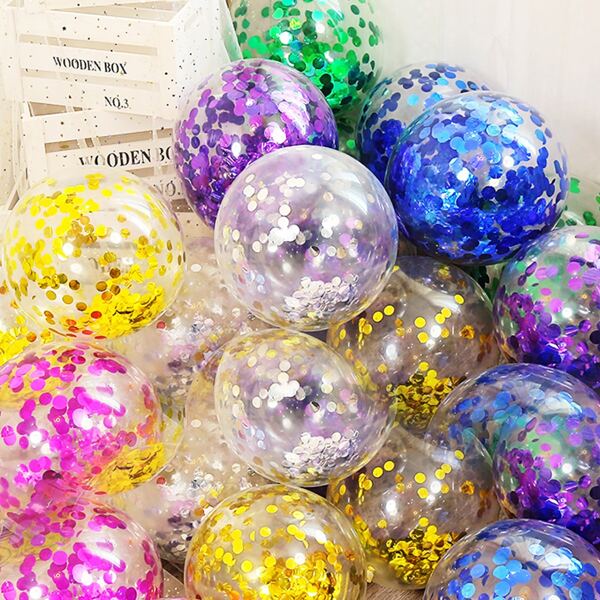 

50pcs Clear Sequin Balloon, Multicolor