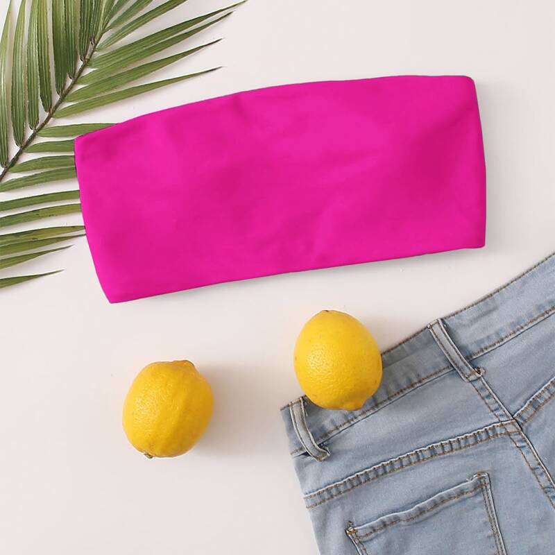

Lace-up Bandeau Bikini Top, Hot pink bright