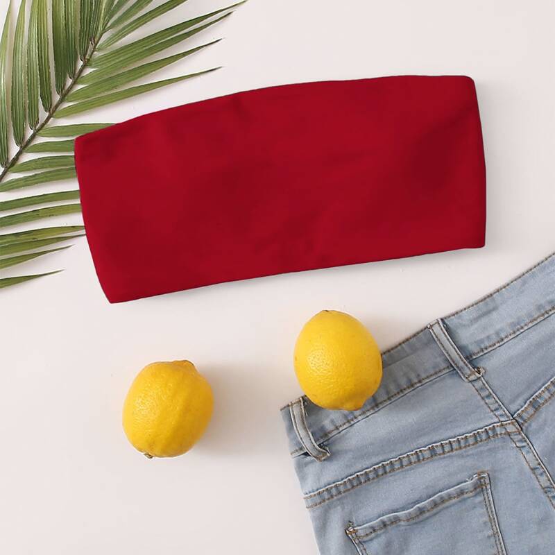 

Lace-up Bandeau Bikini Top, Rose red