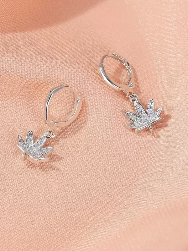 Silver Leaf Charm Drop Earrings