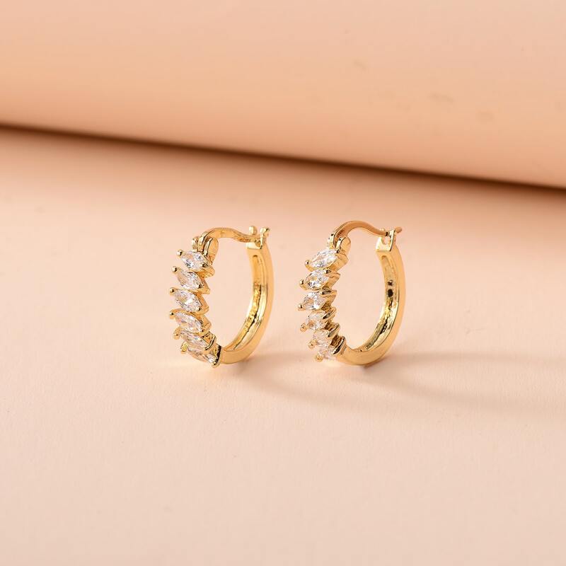 Rhinestone Hoop Earrings, Gold