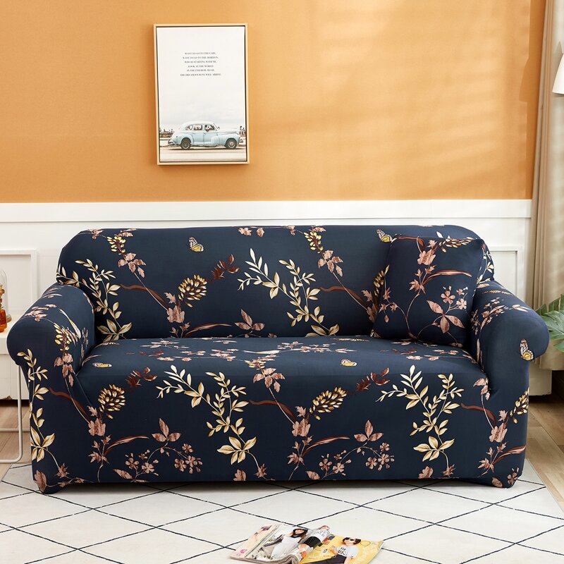 

Leaf Print Sofa Cover Without Cushion, Multicolor