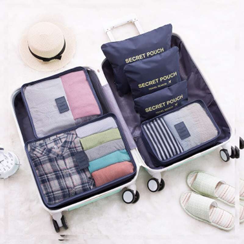 

6pcs Slogan Graphic Travel Storage Bag, Multicolor