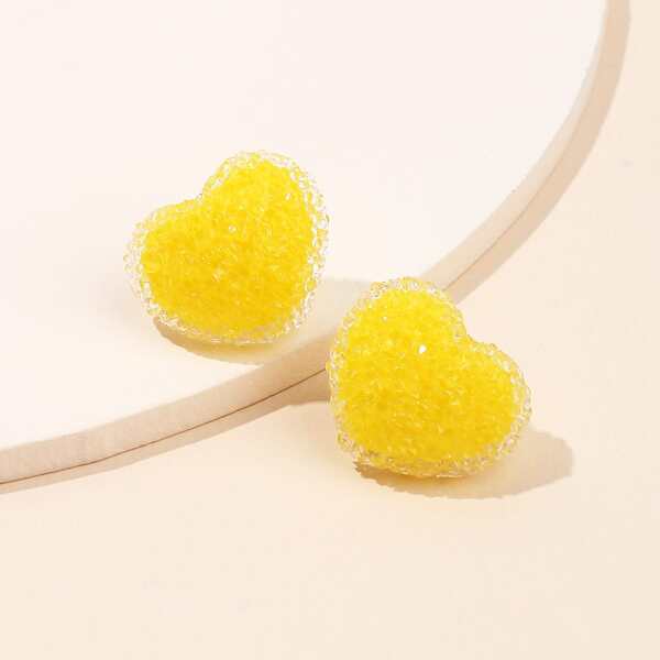

Crystal Heart Design Stud Earrings, Yellow