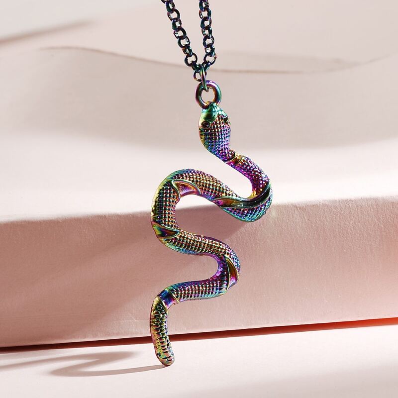 

Textured Snake Charm Necklace, Multicolor
