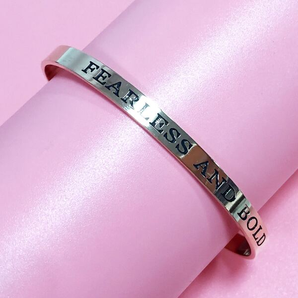 

Letter Decor Cuff Bangle, Silver