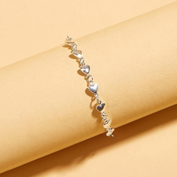 

Heart Link Bracelet, Silver