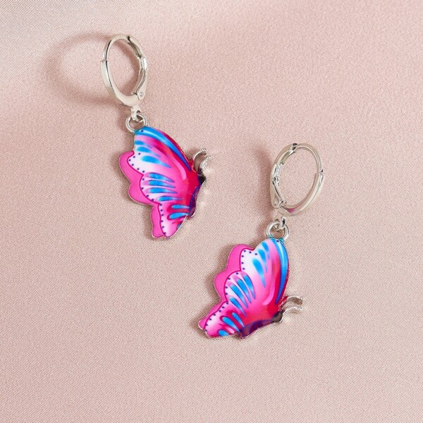

Butterfly Design Drop Earrings, Multicolor