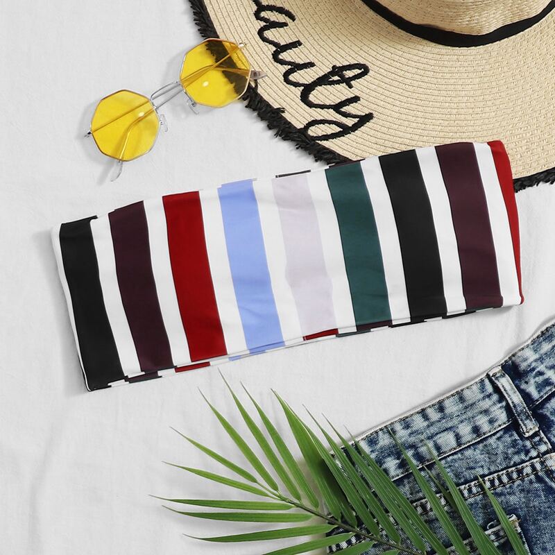 

Stripe Bandeau Bikini Top, Multicolor